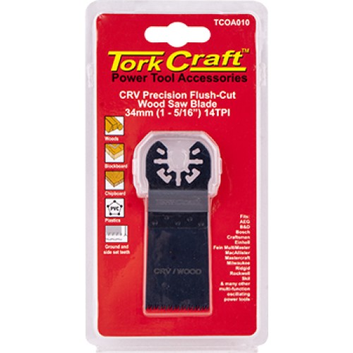 QUICK CHANGE FLUSH CUT WOOD SAW BLADE 34MM(1-5/16")14TPI CRV