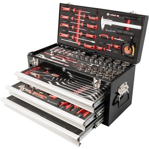 TOOL BOX 154 PCE 3 DRAWER & TOP TRAY 535X X255 X 315MM TRACK BOX