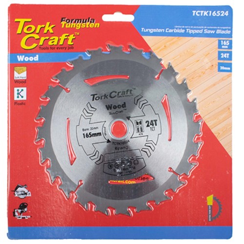 TCT SAW BLADE 165MM X 1.6MM X 20MM X 24T WOOD THIN KERF