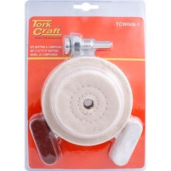 POLISHING BUFFING & COMPOUND DRILL SET 65 75 & 100MM BUFFING WHEELS