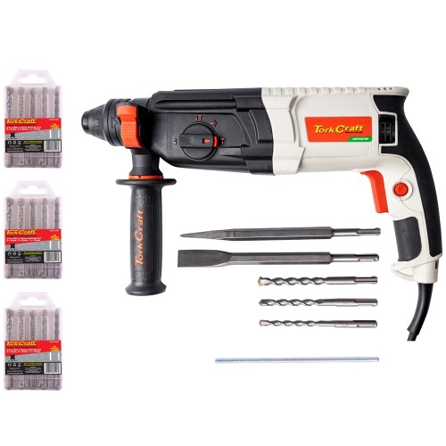 ROTARY HAMMER 800W SDS TCRH0800 C/W 5PC SDS DRILL BIT SET X 3 NR07305 ROTARY HAMMER 800W SDS TCRH0800 C/W 5PC SDS DRILL BIT SET X 3 NR07305