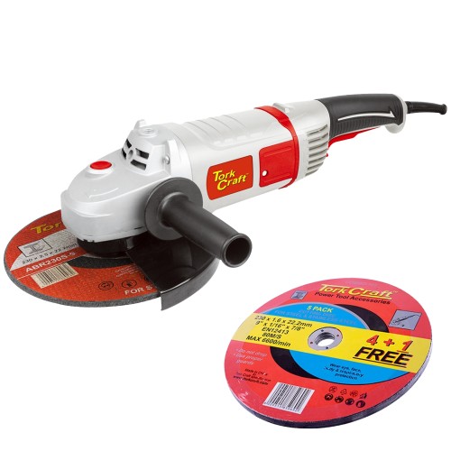 ANGLE GRINDER 230MM TCAG0230 C/W COMBO105 230MM STEEL CUTTING DISCS ANGLE GRINDER 230MM TCAG0230 C/W COMBO105 230MM STEEL CUTTING DISCS
