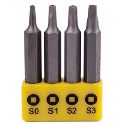 SCREWDRIVER BIT SET SQUARE RECESS 4PCE 50MM SQ0.1.2.3